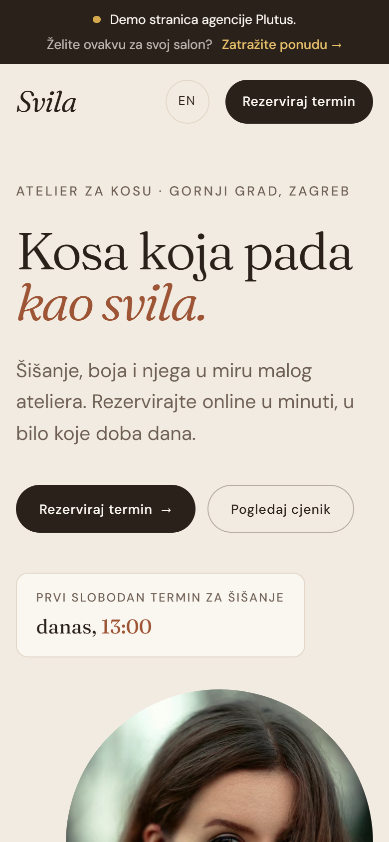 Svila, mobile screen 1
