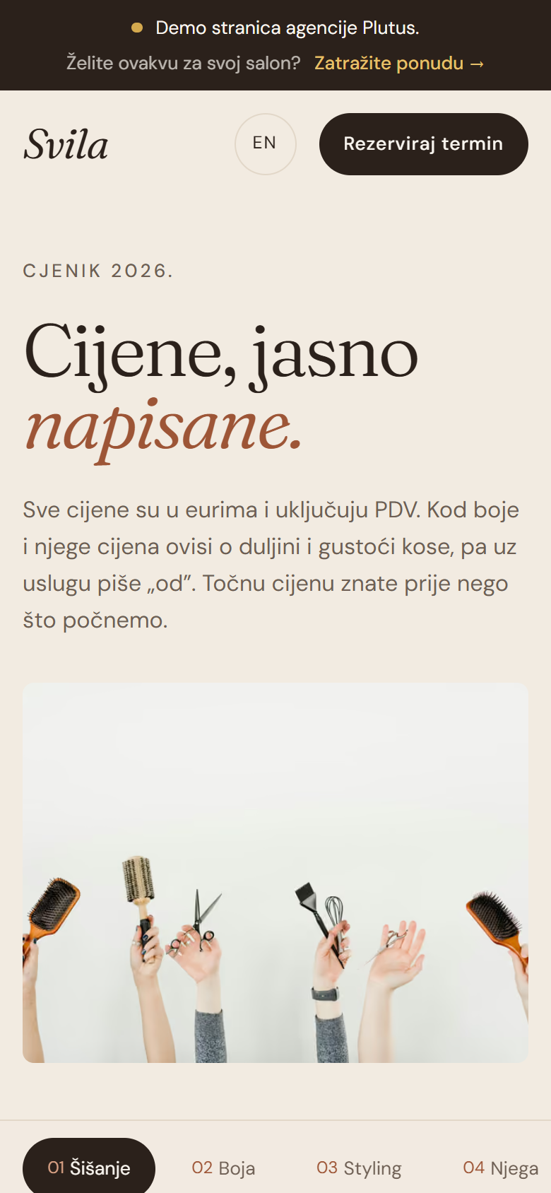 Svila, mobile screen 2